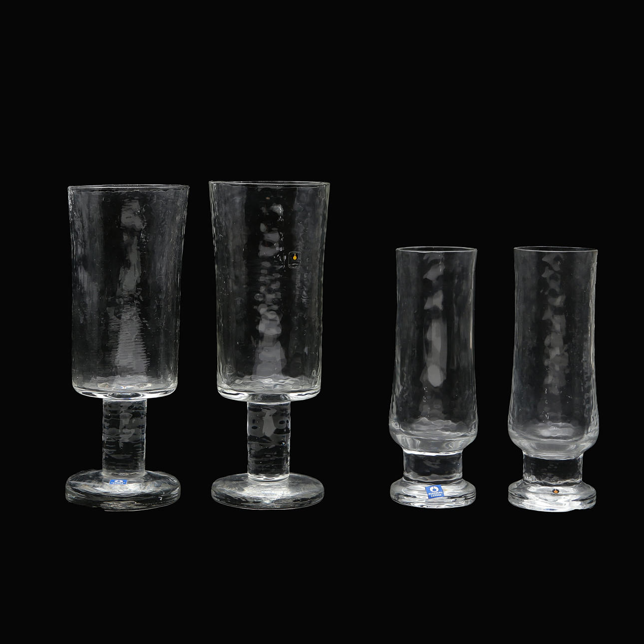 GÖRAN WÄRFF. 16 CHAMPAGNEGLAS, 9 ÖLGLAS "RUSTICA" PUKEBERG.