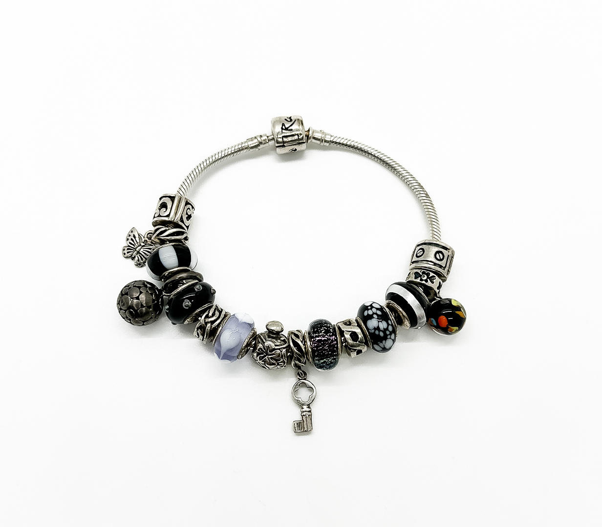 BRACELET, silver, murano glass, Silverado.