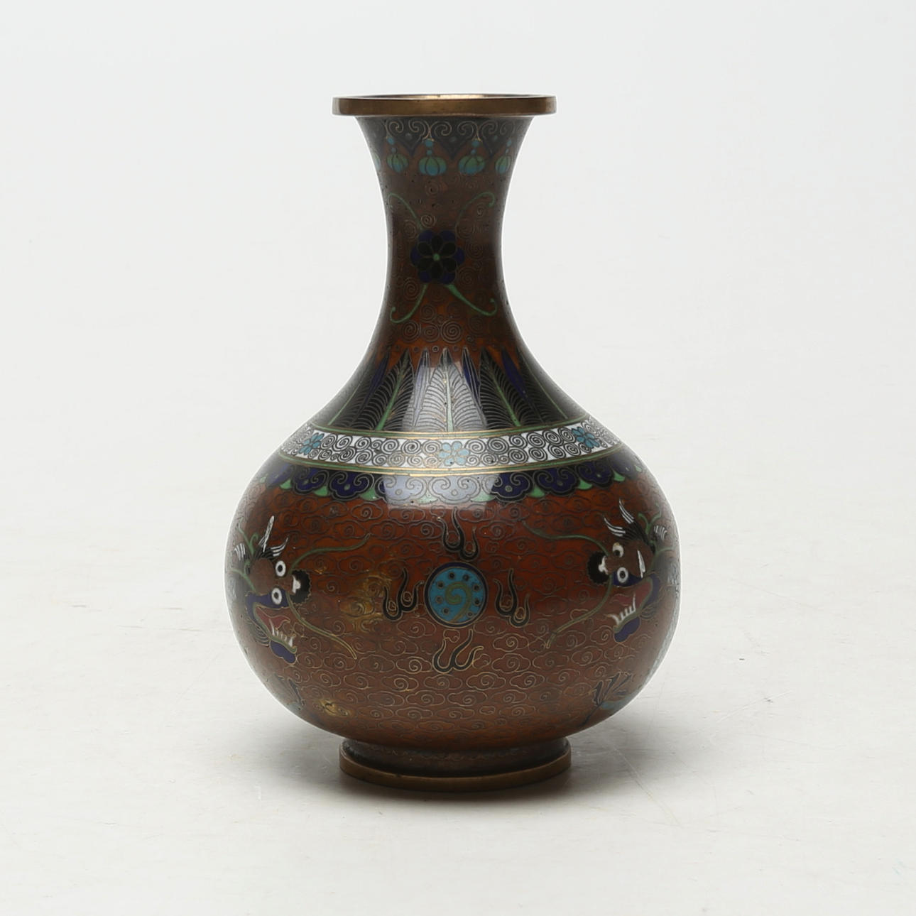 VAS, metall, cloisonné, Asien.