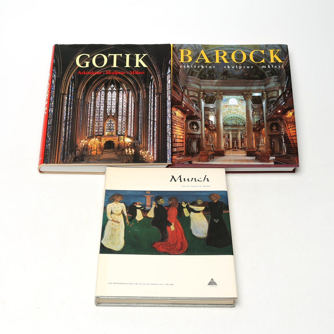 Three books, Baroque, Gothic and Munch.