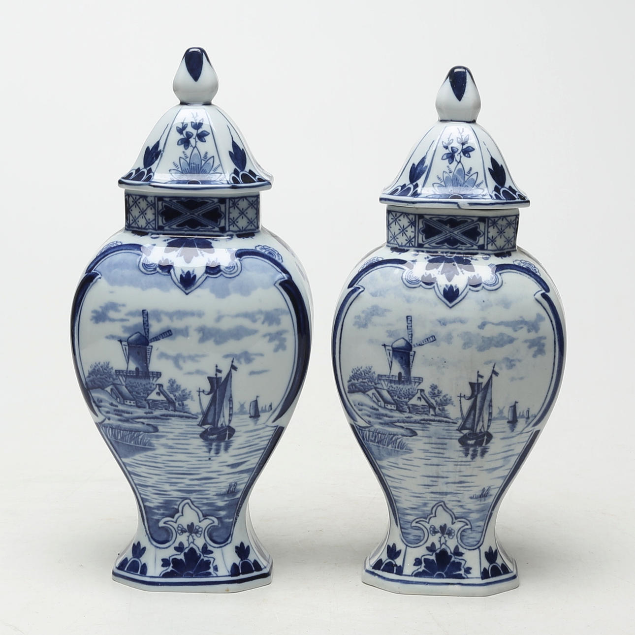 A set of two faience lockurns, Delft.