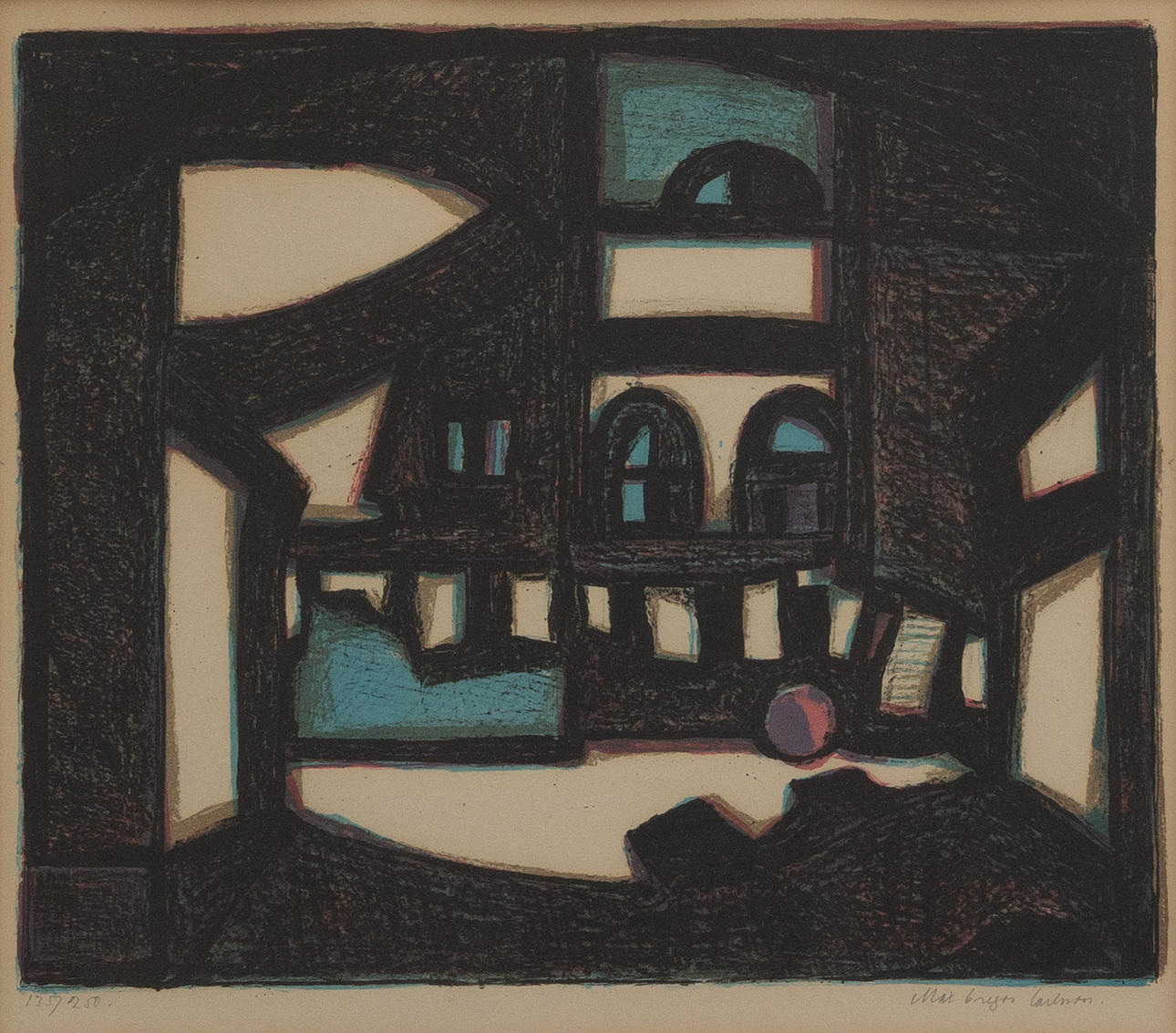 MAX GREGOR CARLSSON. View through window, lithograph no. 135/250, signed.