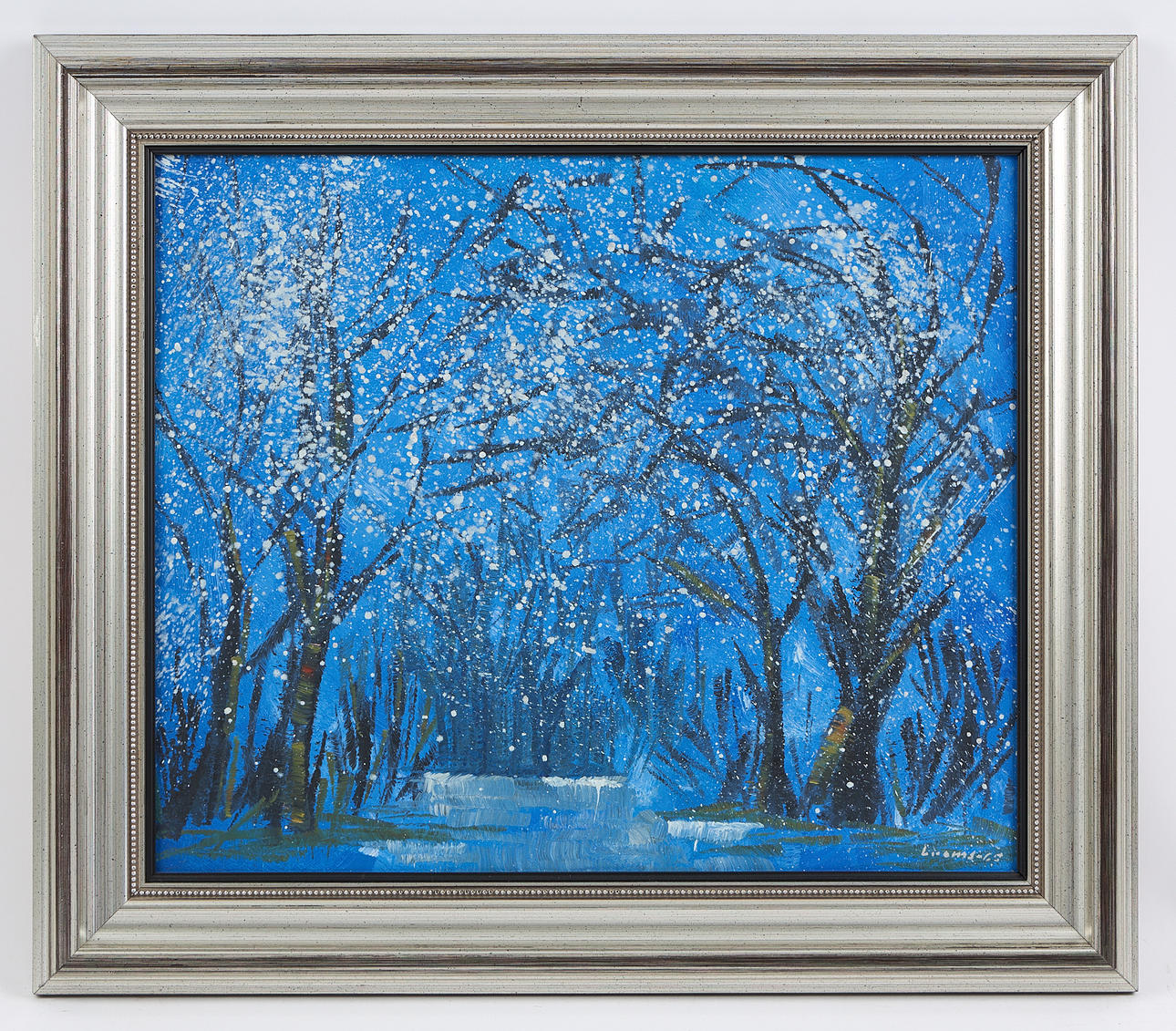 ARVID BROMS. Snowfall, signed and dated -65, oil on canvas.