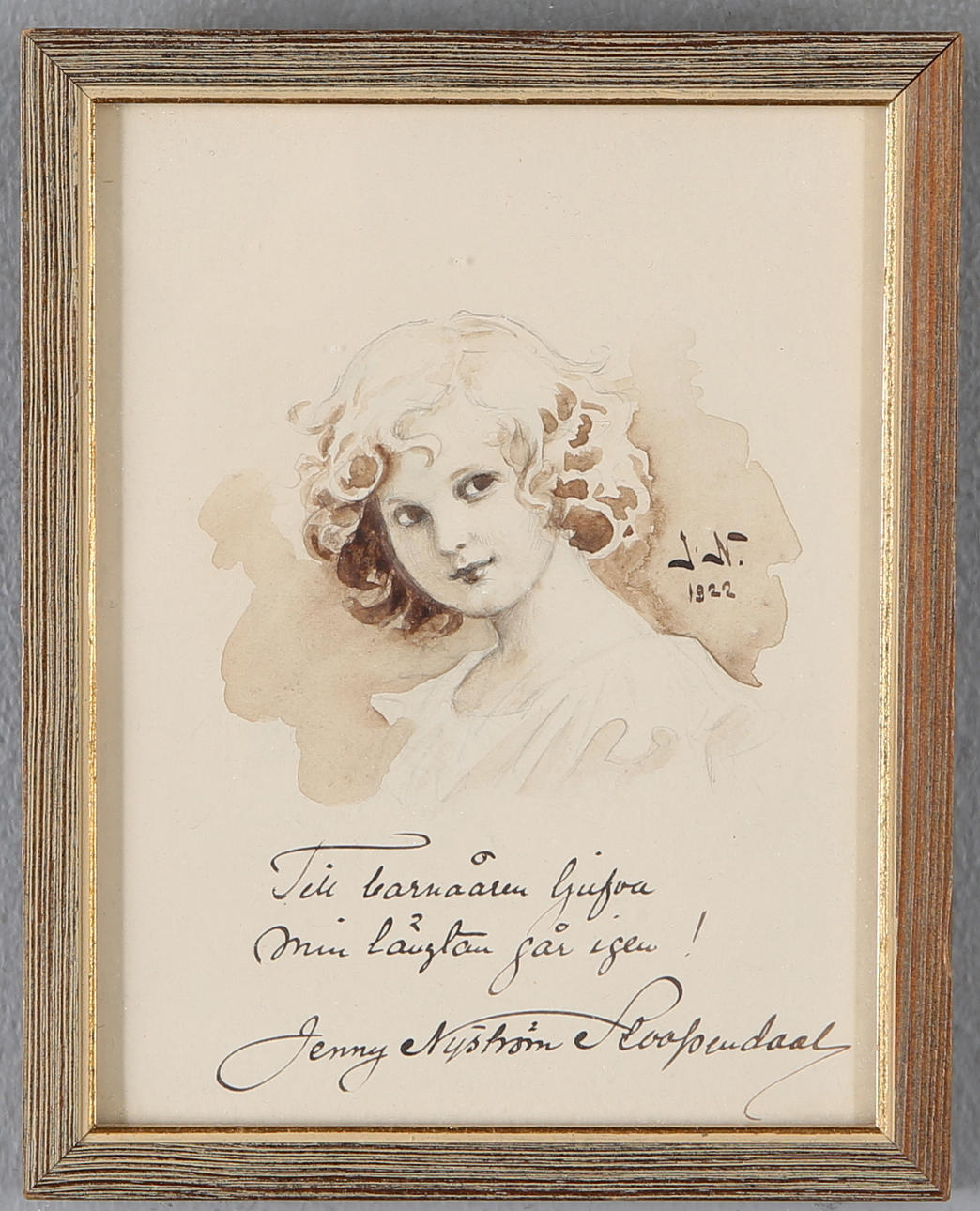 JENNY NYSTRÖM. Porträtt, tusch och blyerts, signerad och daterad 1922.