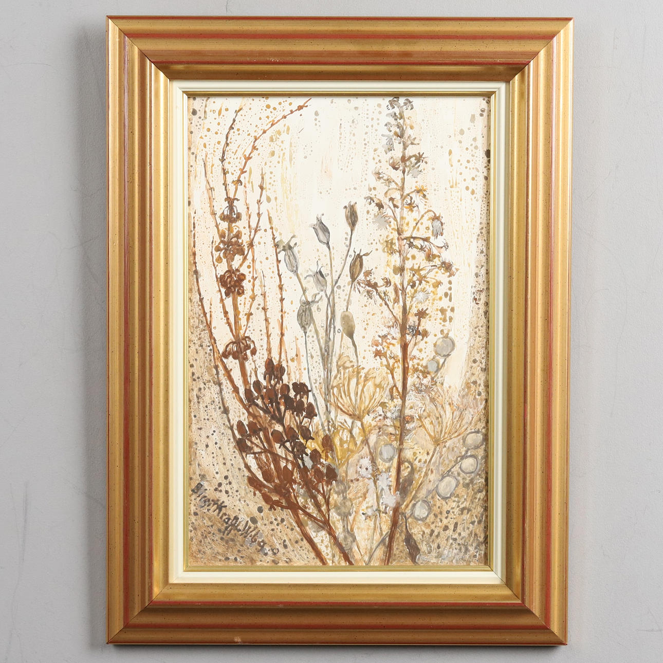 BIRGIT KRAFFT-WESTERBERG. Plant motif, oil on panel, signed.