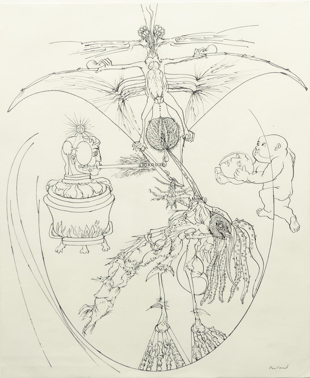 GÖSTA KRILAND. Mixed media, signed.