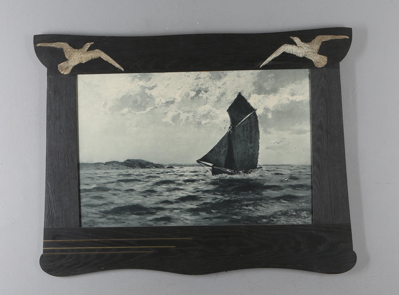 MÜLLER KURZWELLY. Marint motiv, färgtryck, signerad och daterad 1899 i trycket.