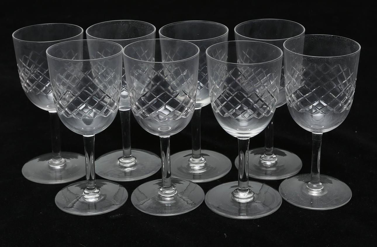 GLAS, 8 st, med slipad dekor.