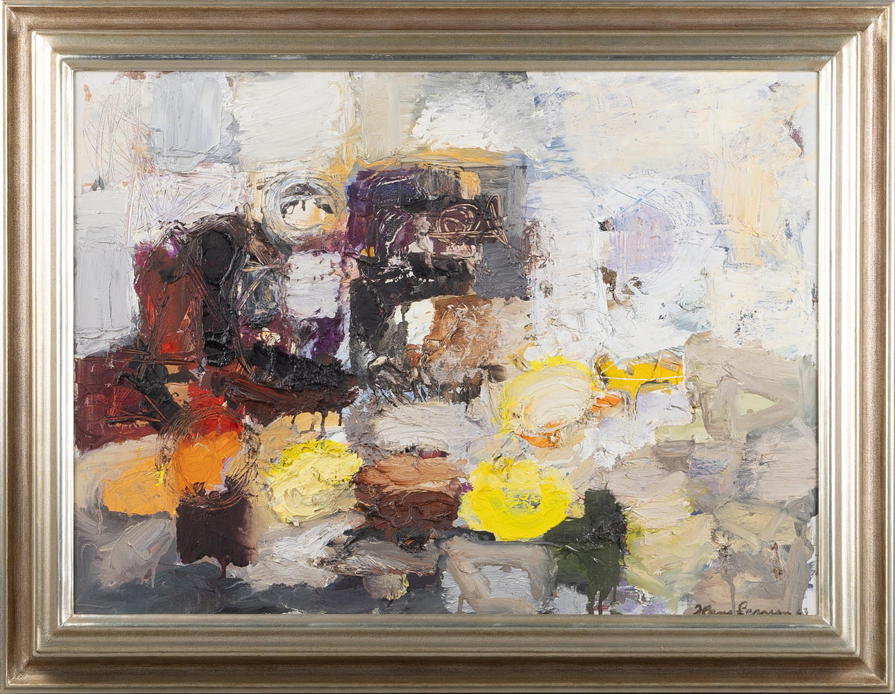 HANS LARSSON. Composition, oil on canvas.