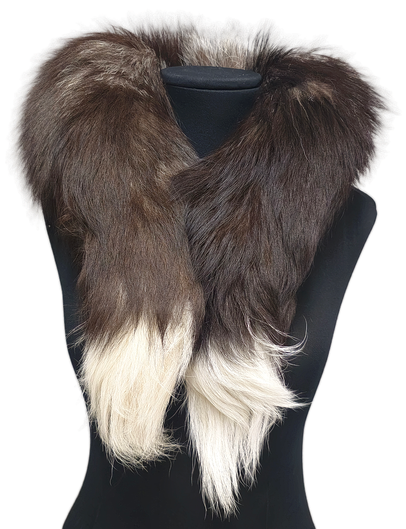 FOX COLLAR. BICOLOR BLACK WHITE, WITH SNOW-WHITE TIPS.