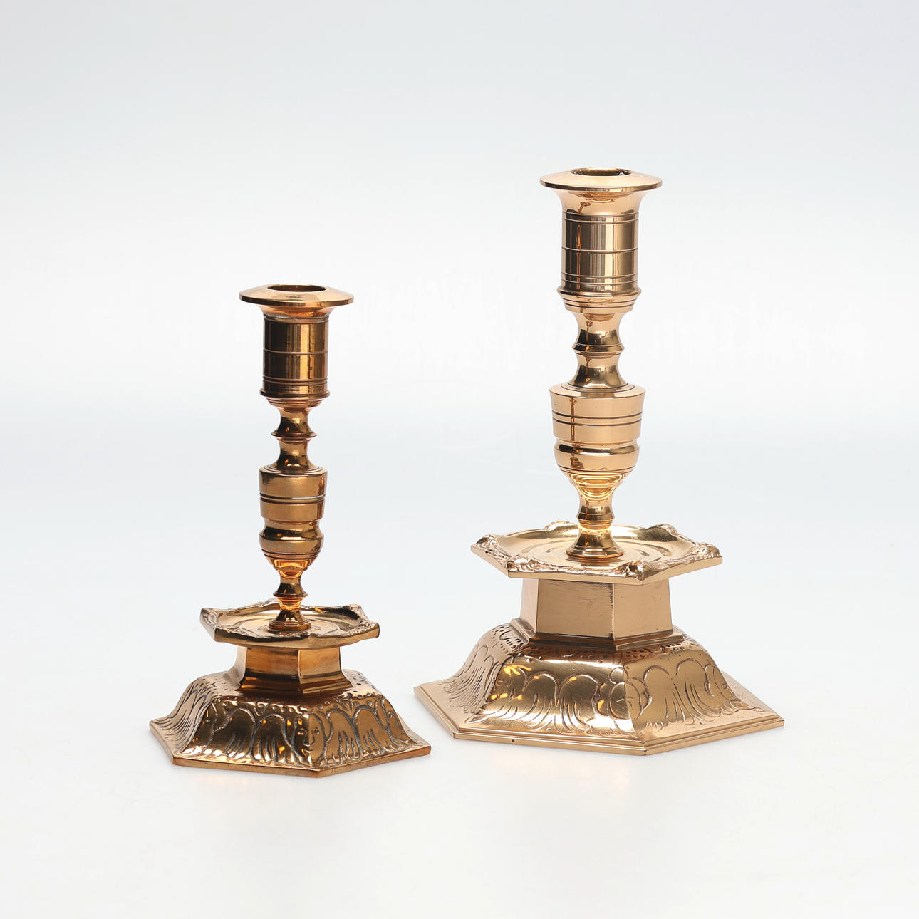 CANDLESTICKS. 2 pcs, Ystad Metal, ore/brass.