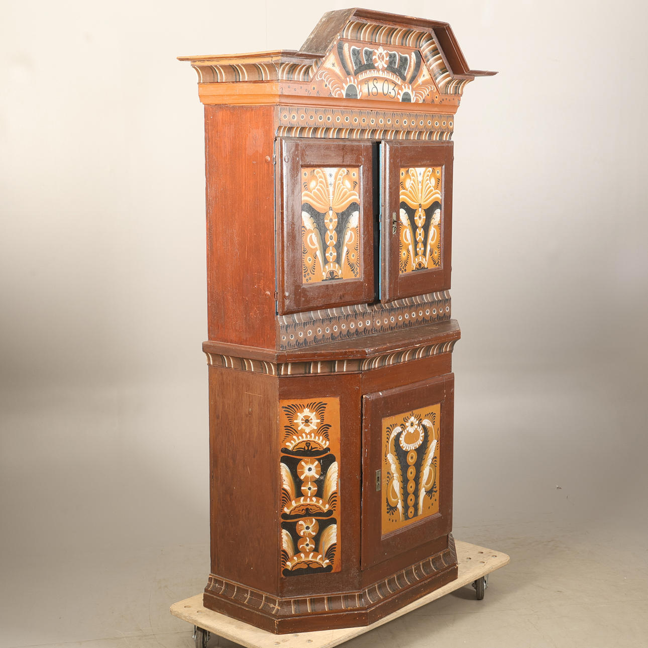 A cabinet, allmoge, Dalarna, dated 1803.