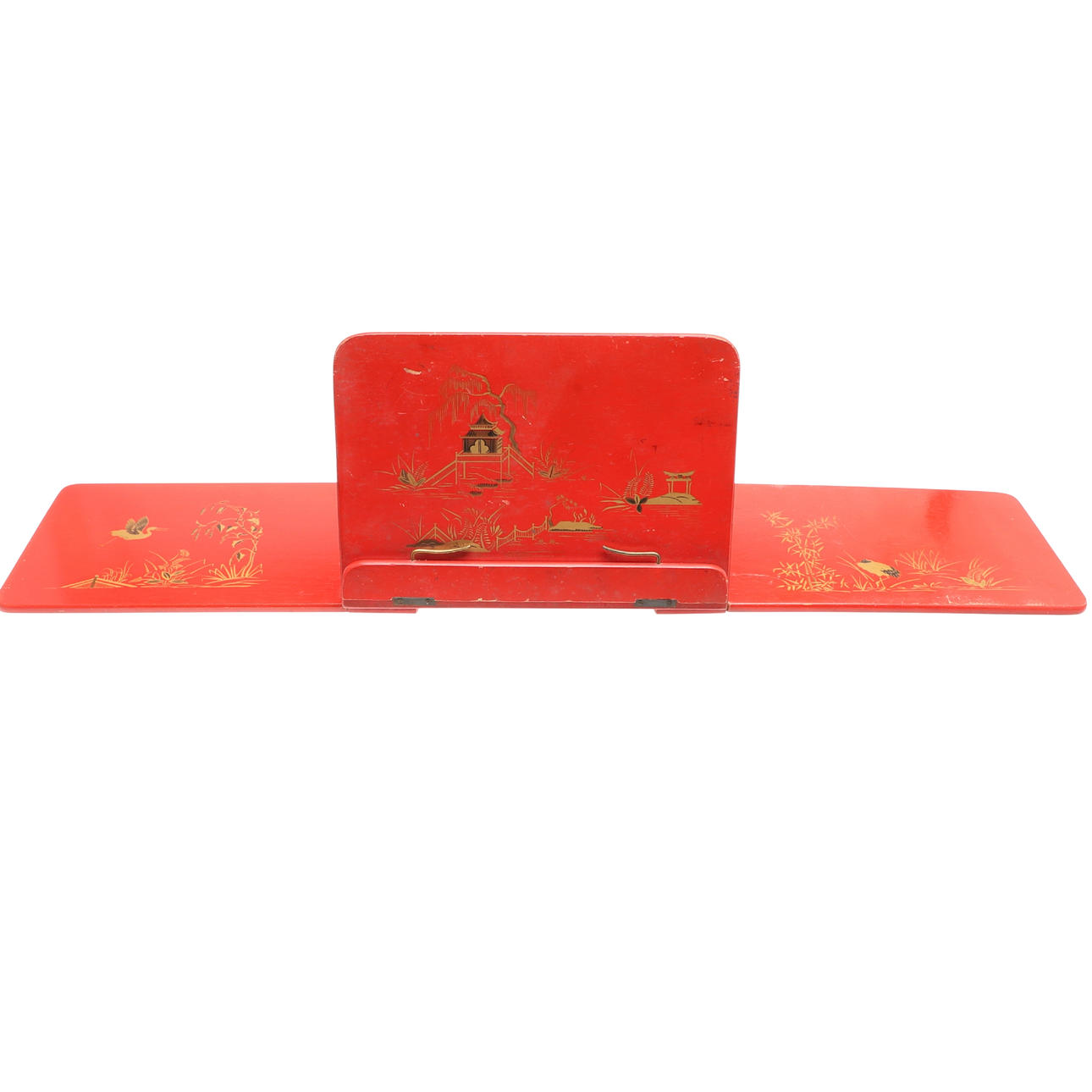 A CHINESE LACQUERED DESK STAND.