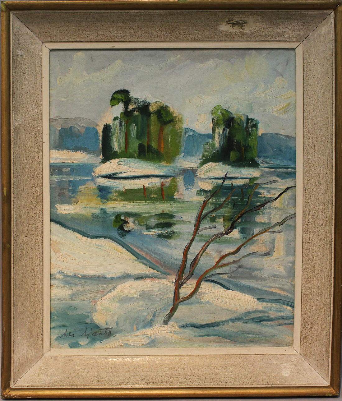 ARI AJANTO. Finsk skärgård. Olja på pannå. Signerad.