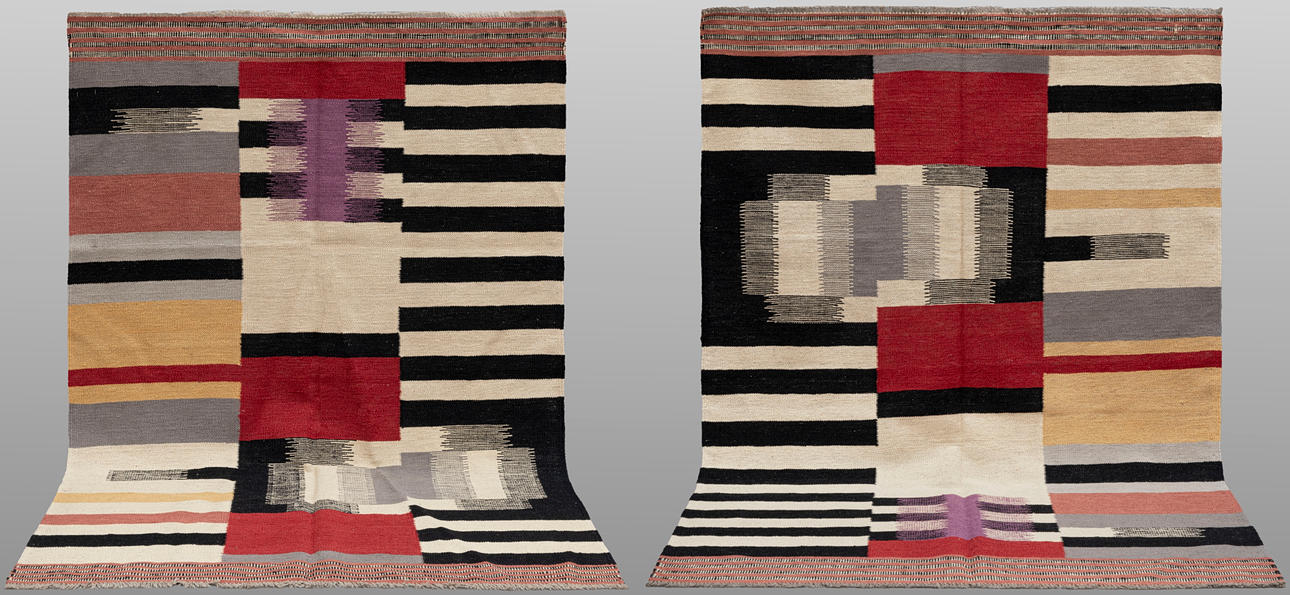 MATTA. Par Kelim modern design, 179 x 130 & 183 x 127 cm. Mattor ...