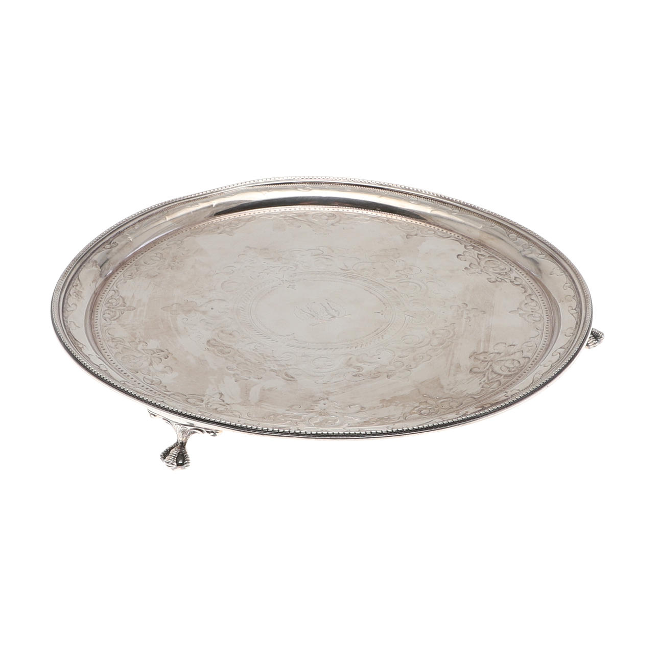 A VICTORIAN SILVER SALVER.