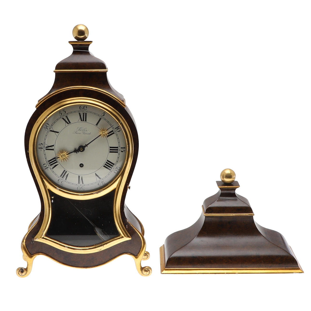A 20TH CENTURY SWISS BRACKET CLOCK BY TURLER.