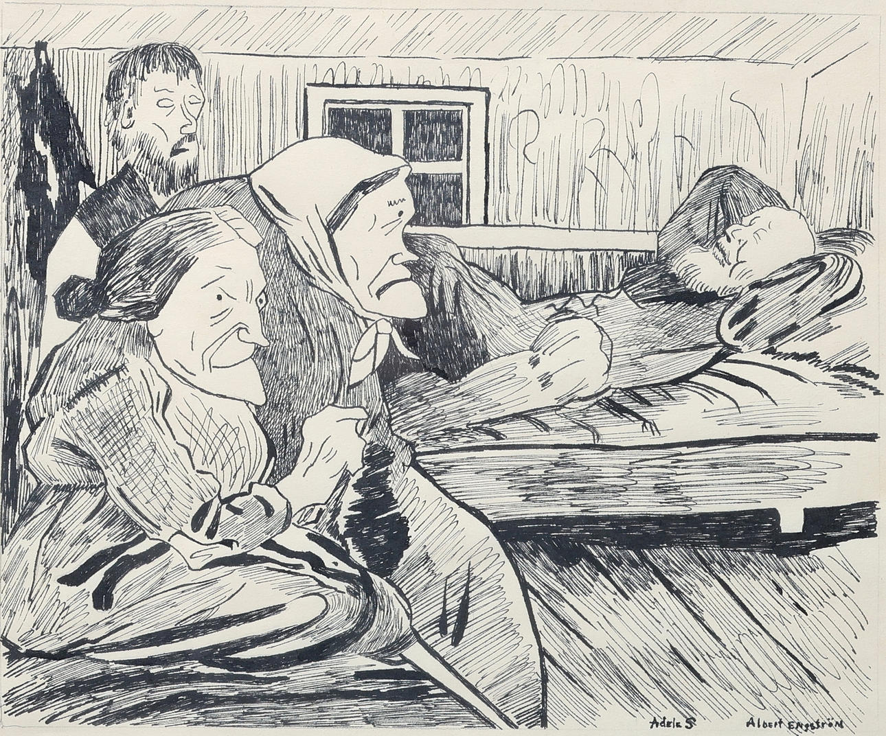 ALBERT ENGSTRÖM. Marker drawing, “Aele S”, signed.