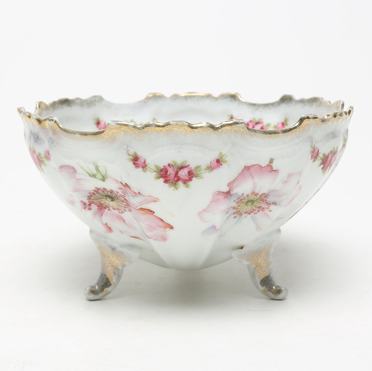 SKÅL, porslin, med blomdekor.