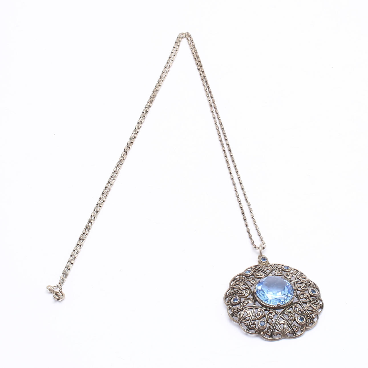 HALSBAND, med blå sten, silver.