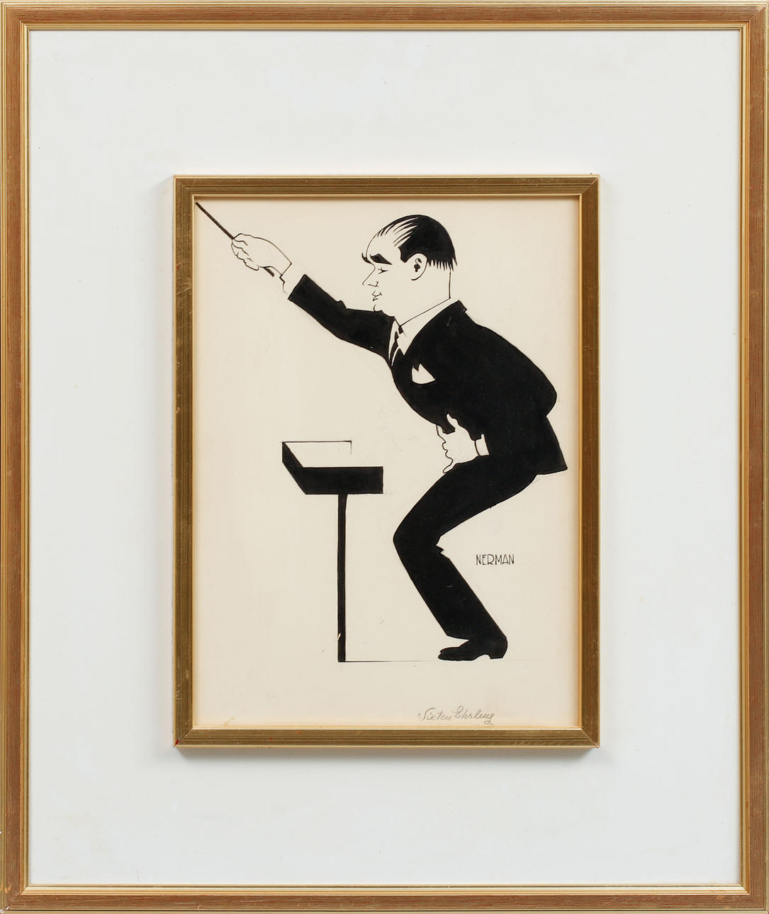 EINAR NERMAN. “Sixten Ehrling”, ink drawing, signed.