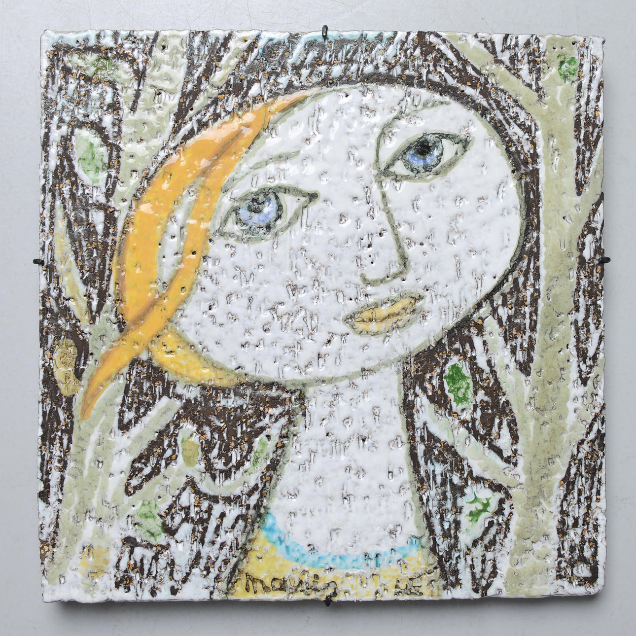 MARI SIMMULSON. A wall plaque, unique, Upsala-Ekeby, 1950s.