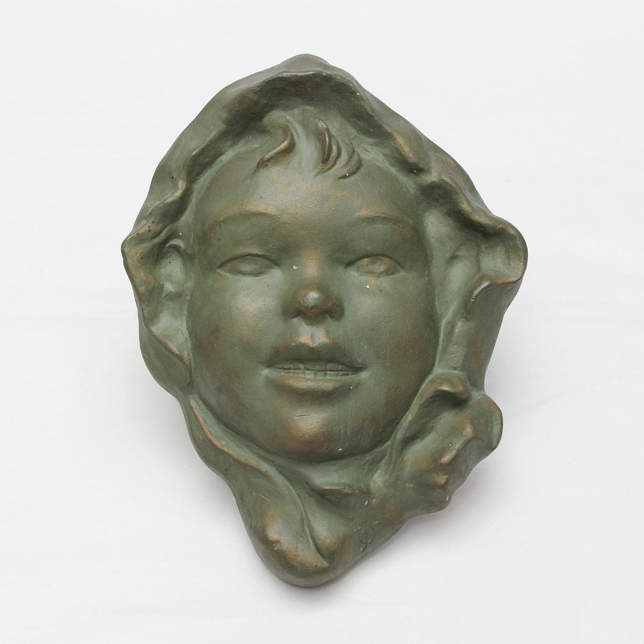 WALL SCULPTURE, bronzed plaster, mongram signed Oj or Jo.