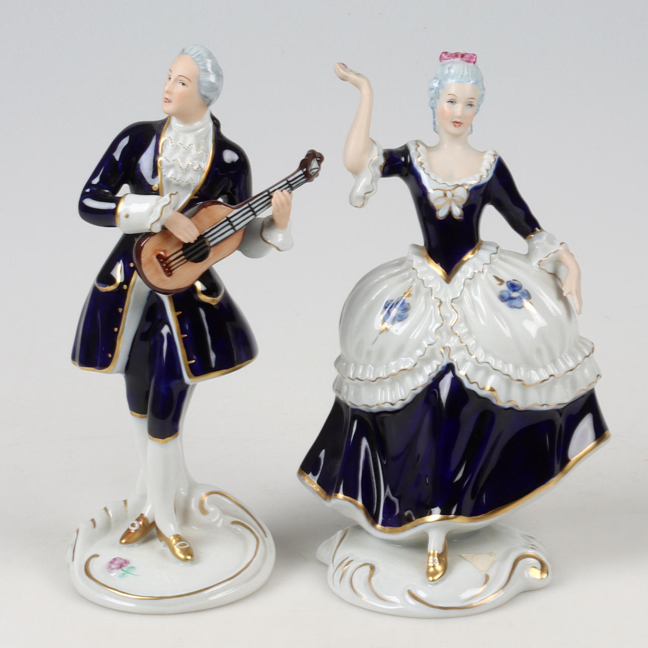 FIGUIRNER, 1 pair, rococo pair, Royal Dux, Czechoslovakia.