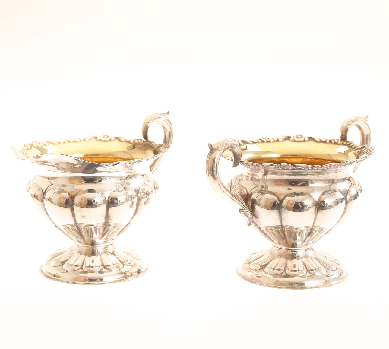 CREAM JUG. SUGAR BOWL. Silver.