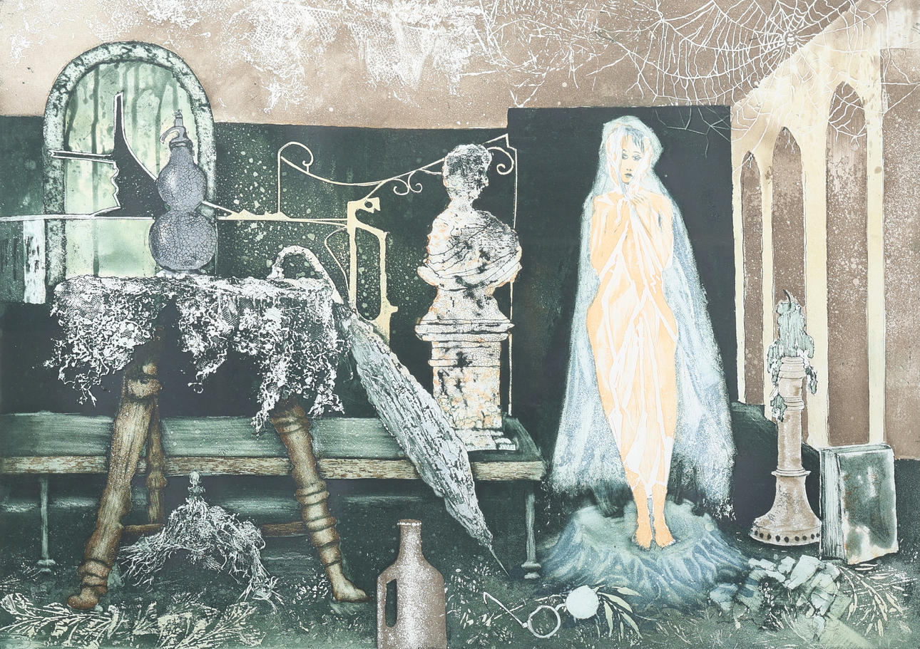 JOSEPH SCHIBLI. Lithograph, signed, “Meditation”, numbered 17/50.