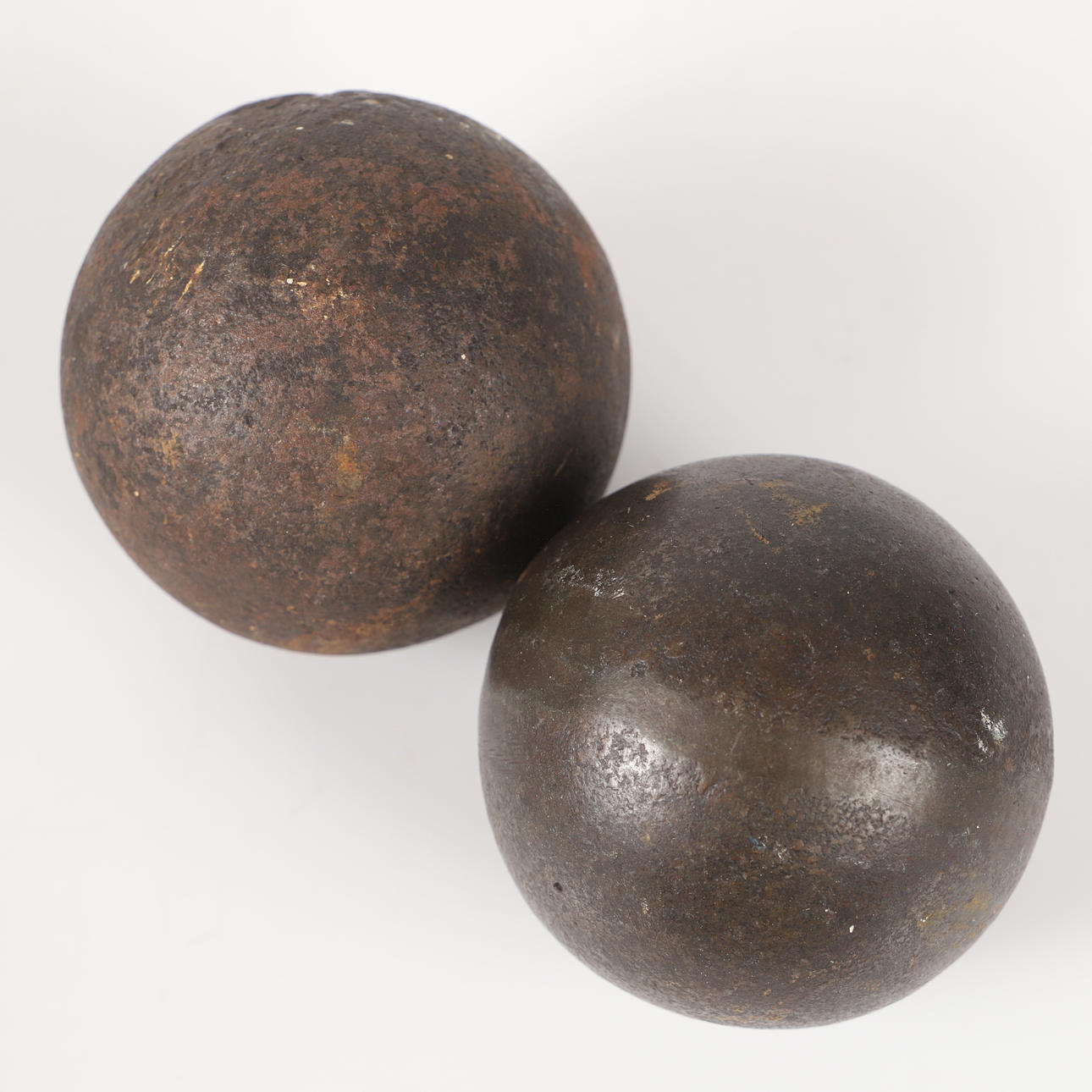 Two iron cannonballs, 19th century.