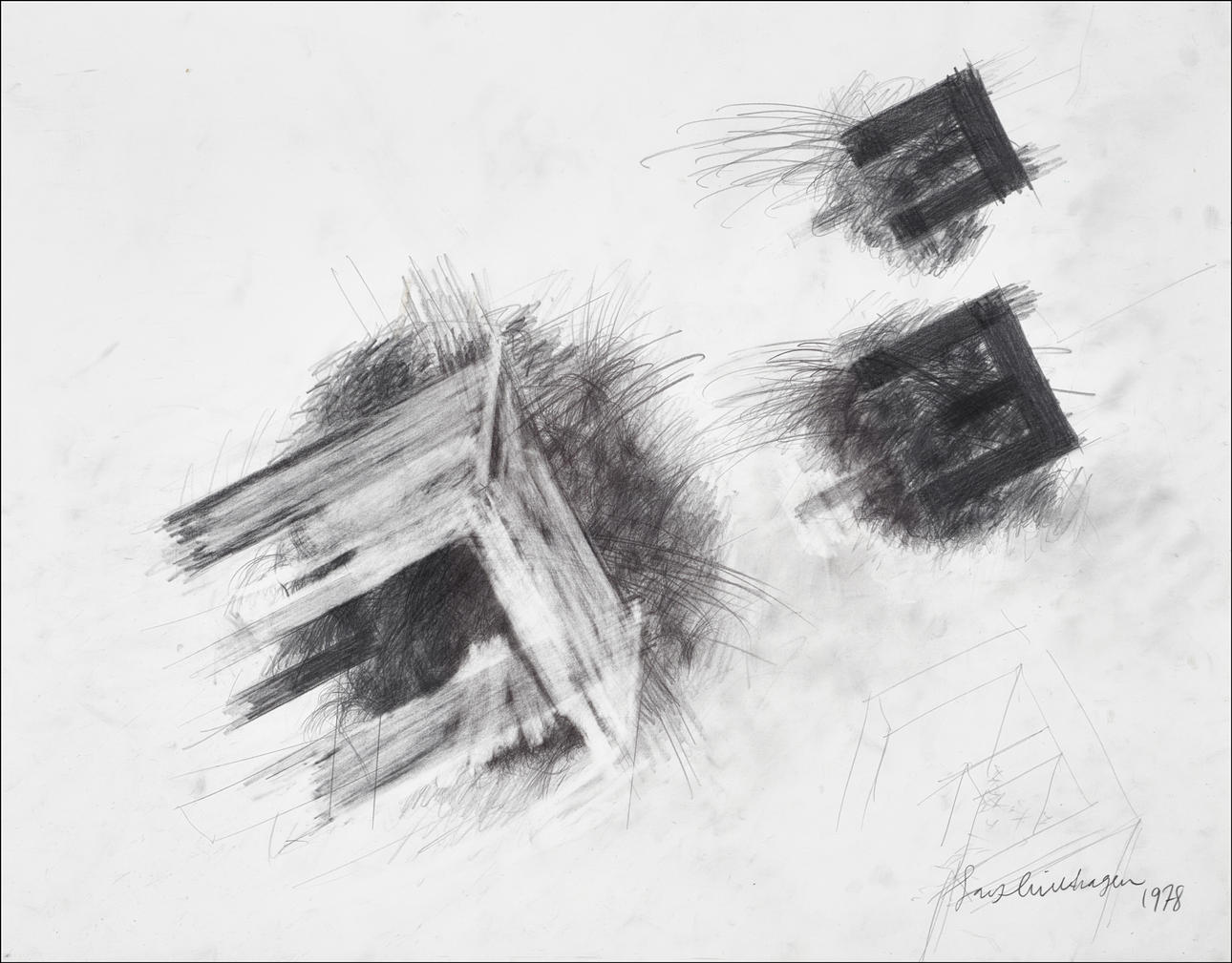 LARS MILLHAGEN (1936-1996): Composition, signed and dated Lars Millgren 1978, pencil.