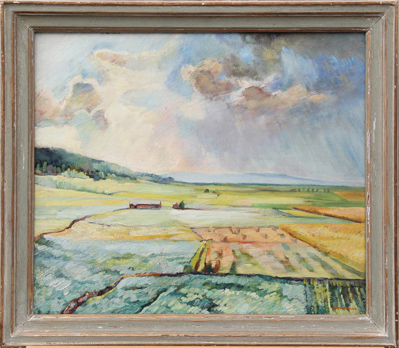 SVEN JOANN. OIL, on panel, landscape, signed.
