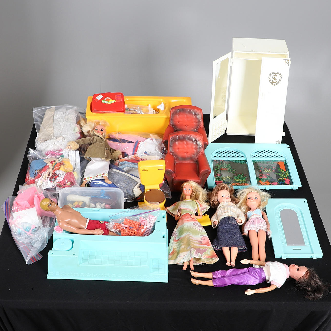 ASSORTED SINDY DOLLS AND ACCESSORIES.