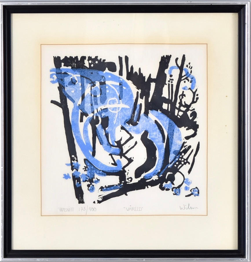 KAJ WILSON. woodcut, “Våreld”.