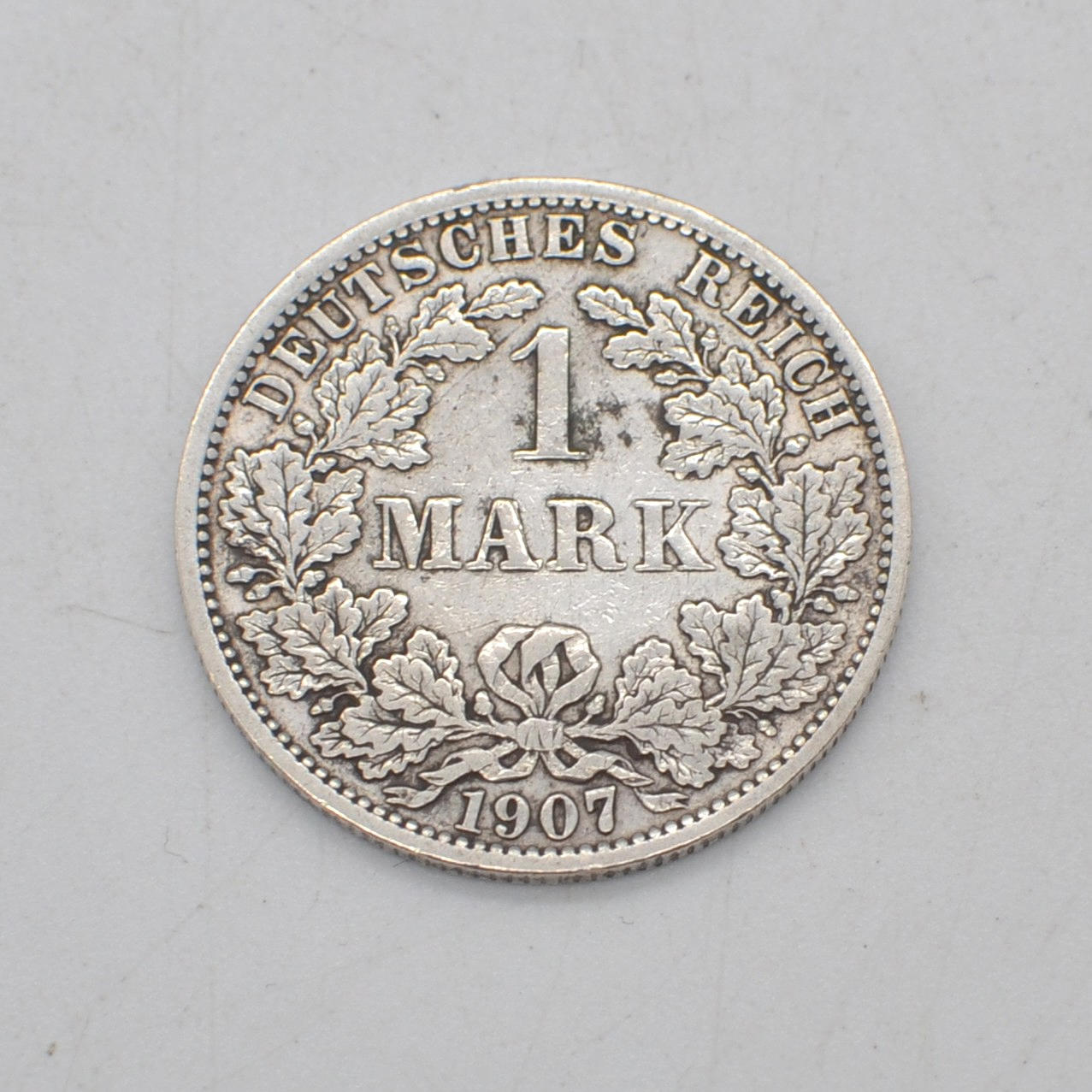 GERMAN EMPIRE, ONE MARK, SILVER COIN, 1907, MINT A A.