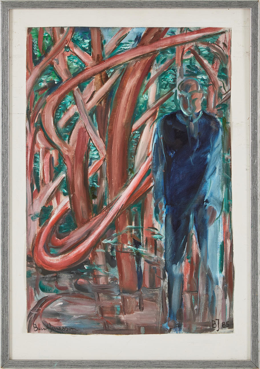 BERNT JONASSON. Figure scene, oil on canvas, signed, dated -85.