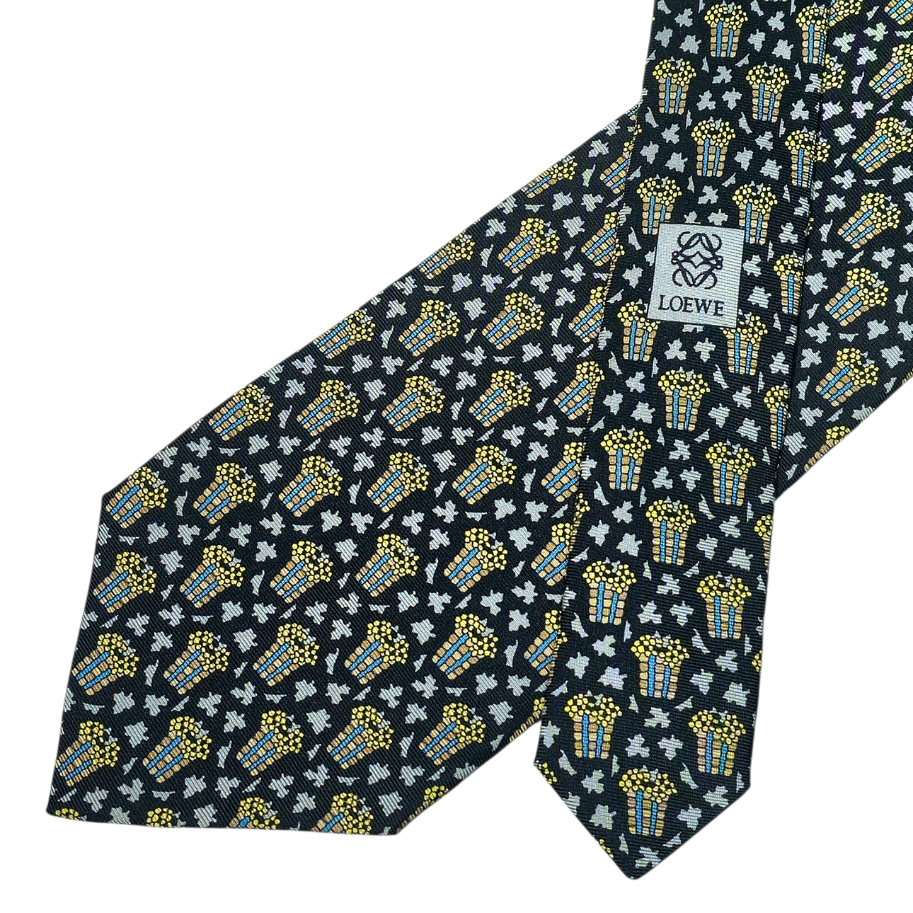 LOEWE. Natural silk tie model “Popular festivities”.