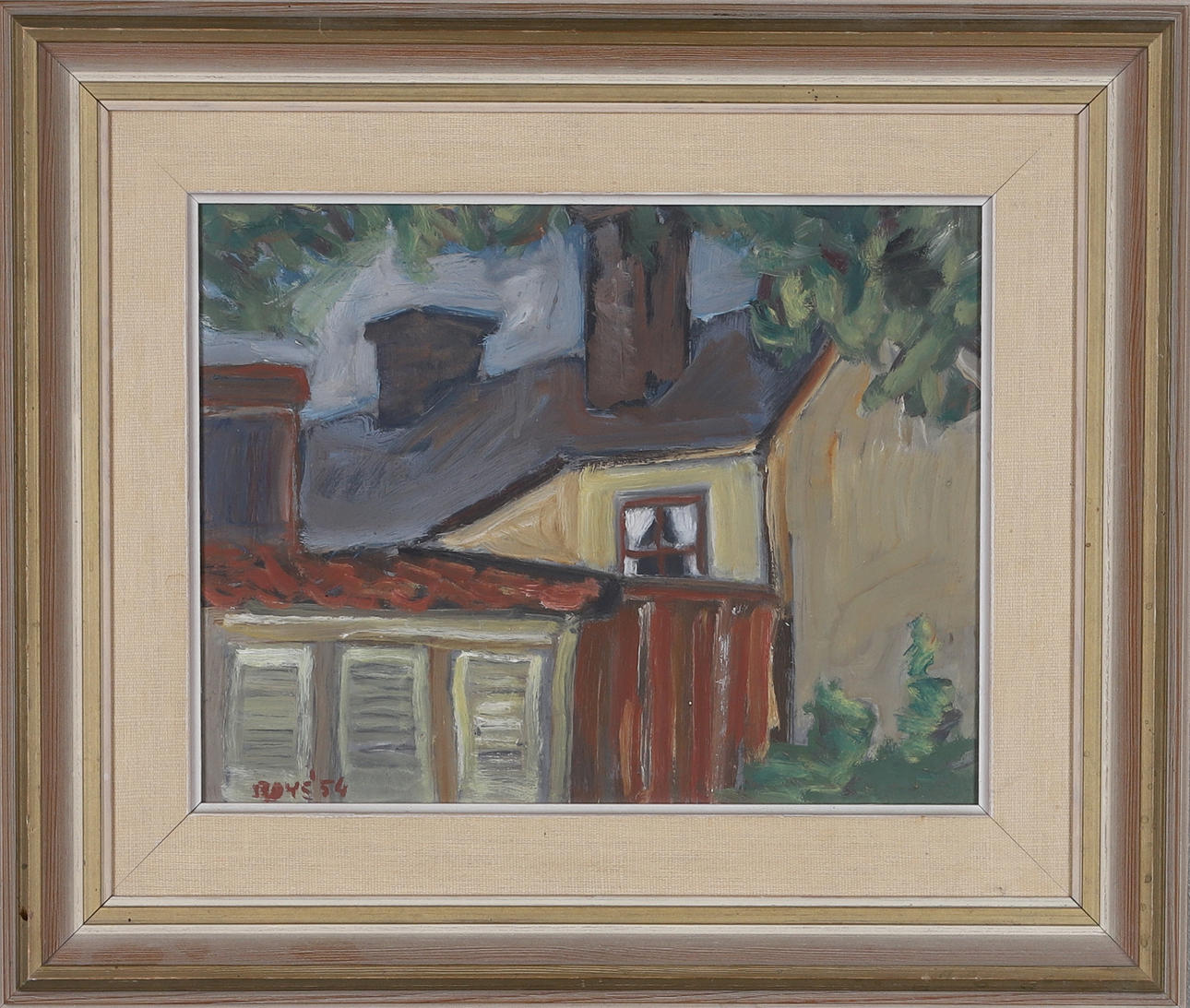 UNIDENTIFIED ARTIST, oil on panel, signed and dated -54.
