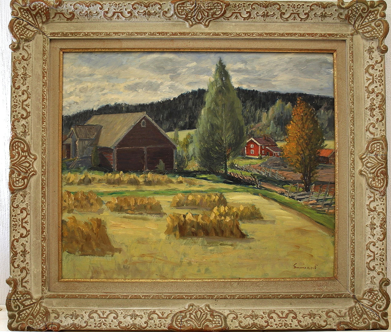 GUNNAR SVENSSON. olja på pannå, landskap, signerad a´tergo.