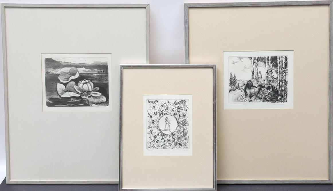 INGER KÄLLGREN. Etchings 3pcs, signed and numbered.