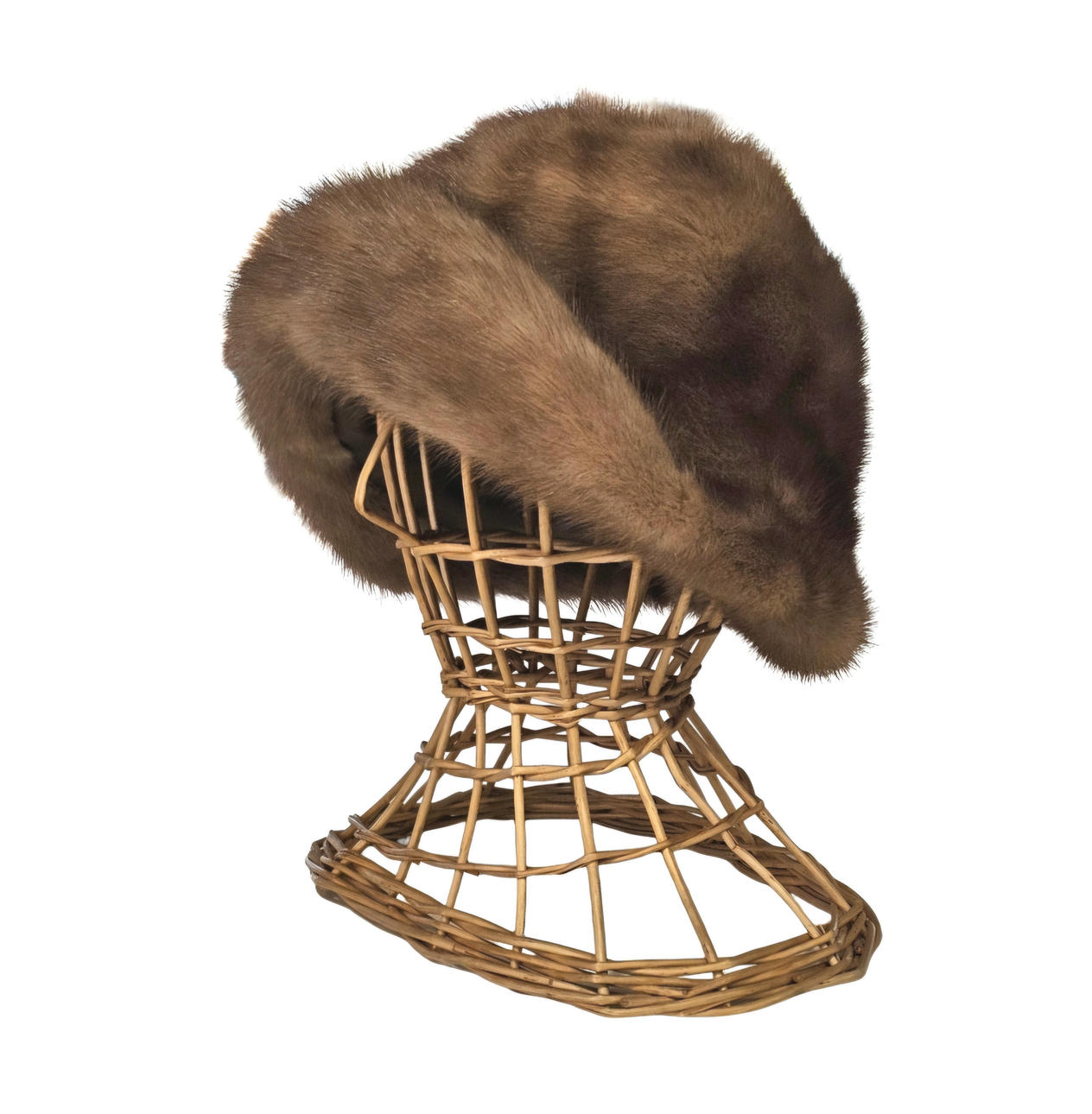 Mink hat with visor.