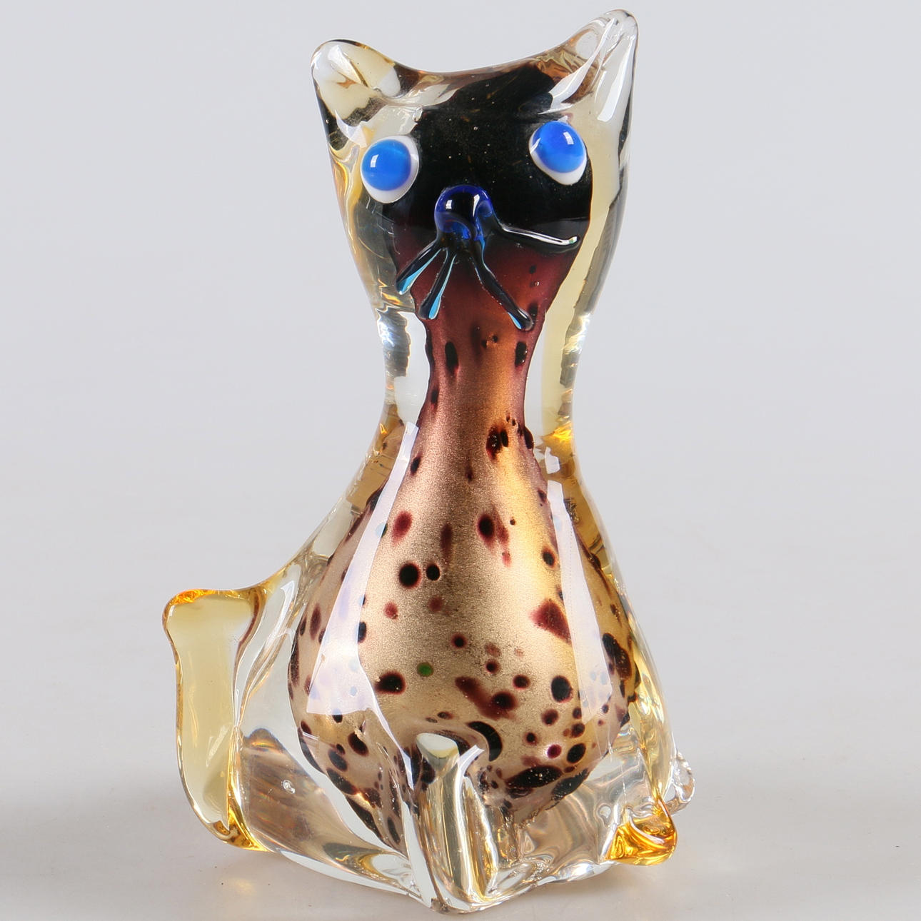 SKULPTUR, glas, katt, Murano, 1900-tal.