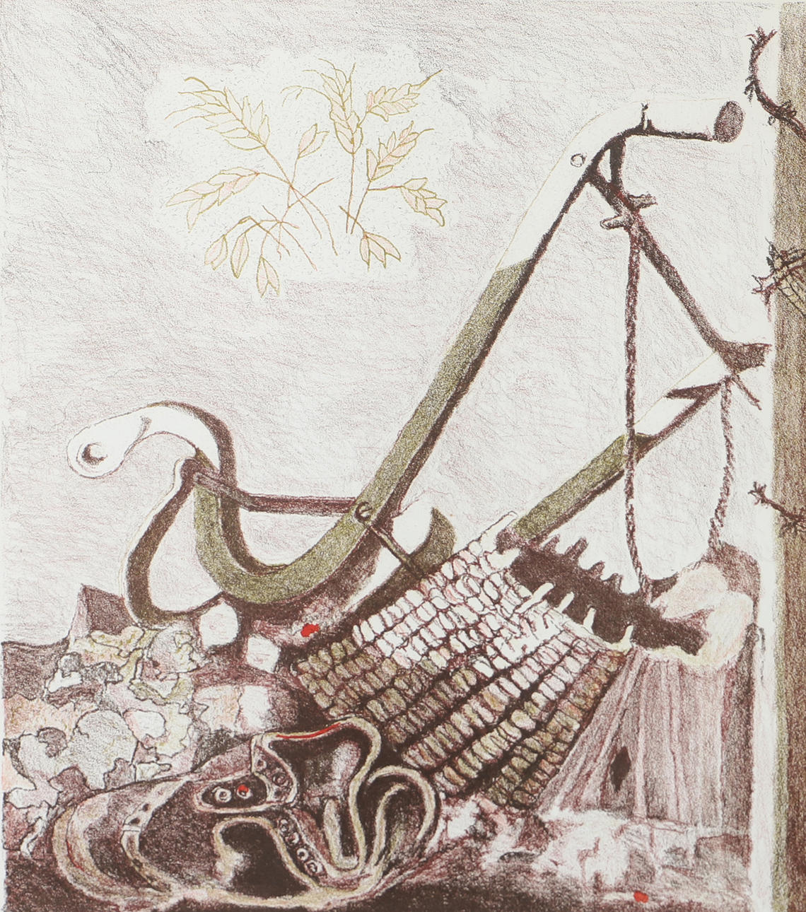 AXEL OLSON. Composition, lithograph in colours, signed.