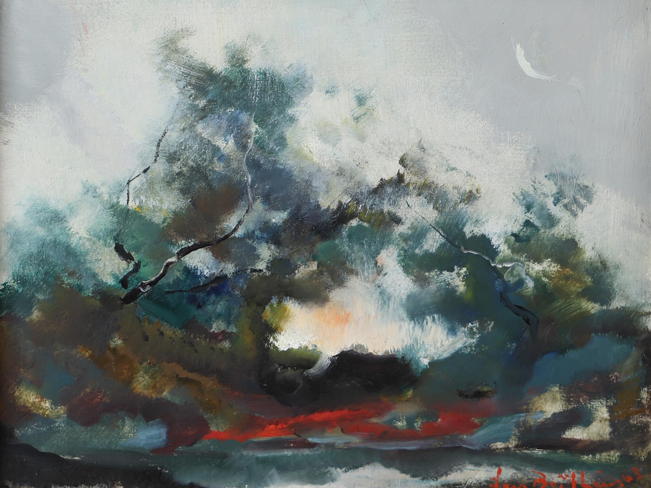 LARS BOËTHIUS. Landscape, oil on panel, signed.