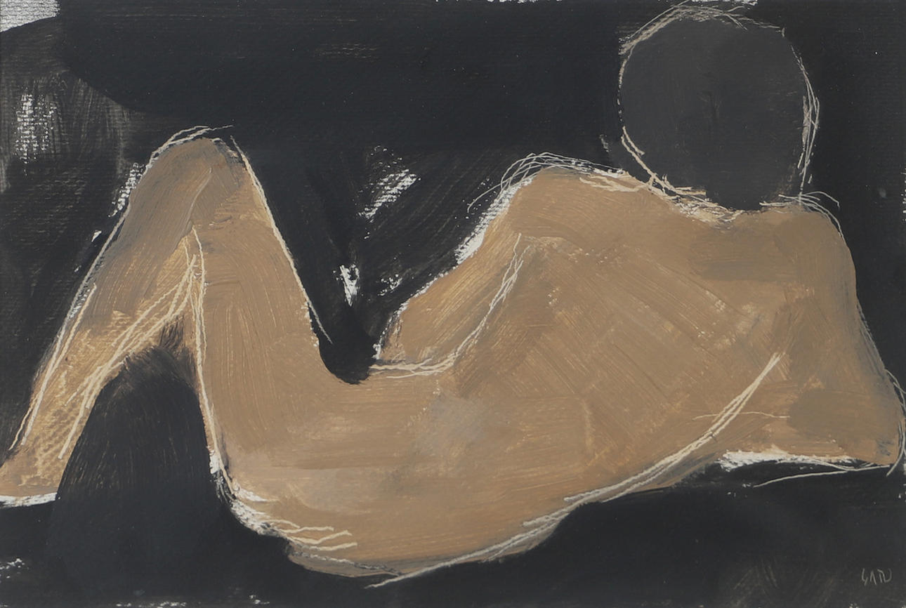 OIDENTIFIERAD KONSTNÄR. Women's study, mixed media, monogram signed.