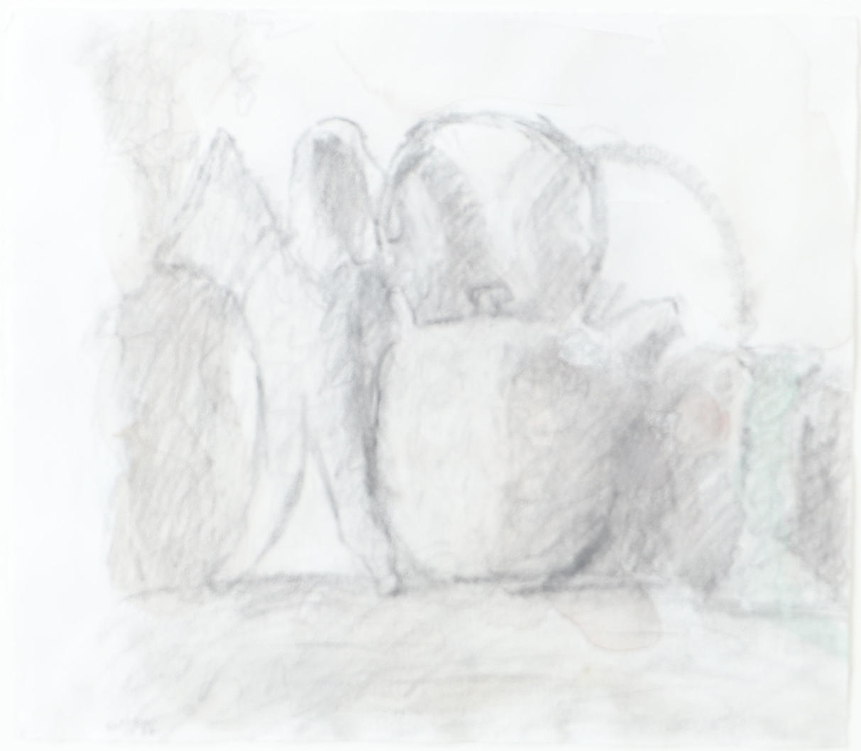 CURT FORS. Still life, drawing, signed.