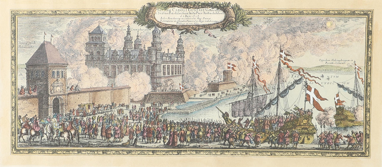 PAINTING, siege, older framed print.