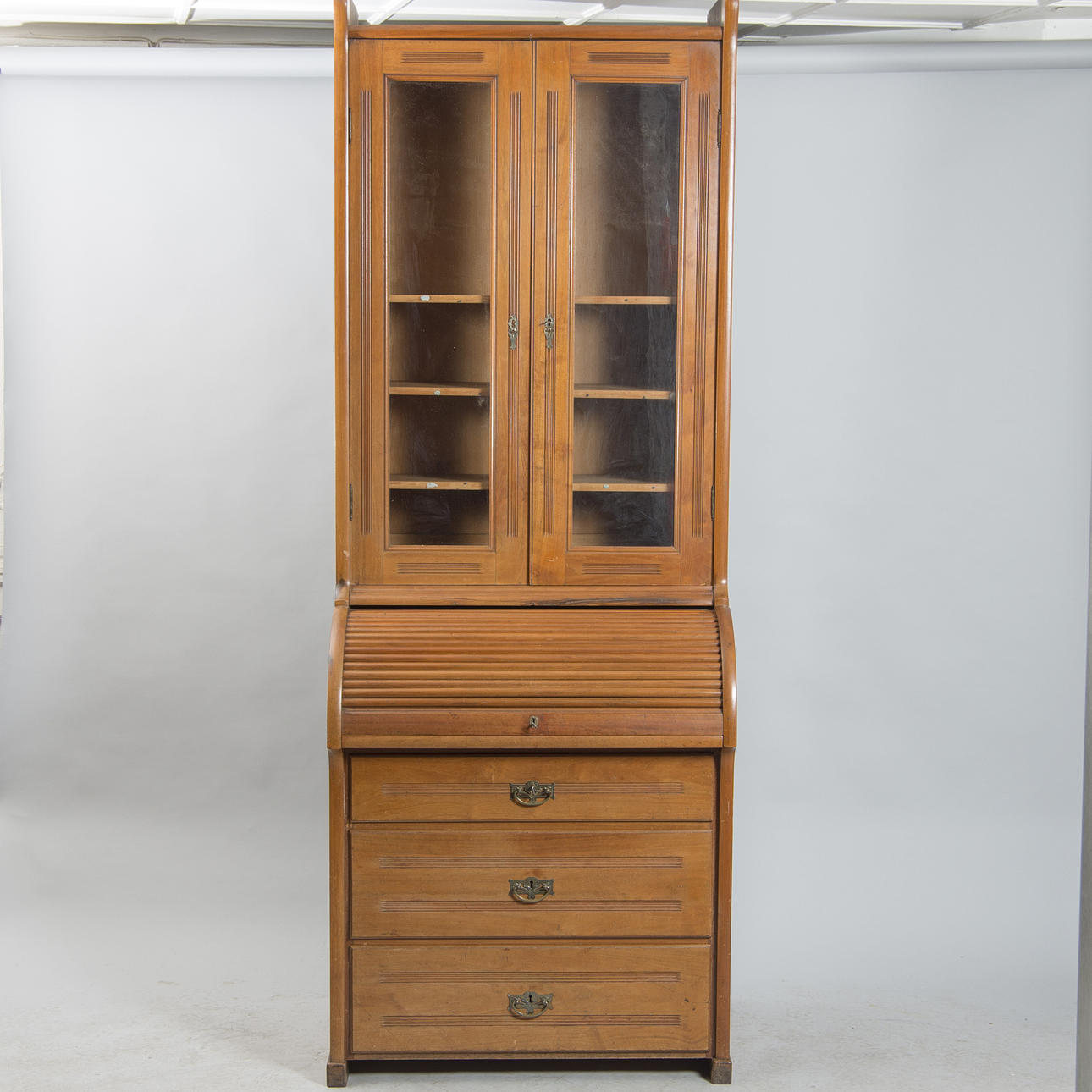 SKÅP MED VITRINÖVERDEL, mahogny, jugend.