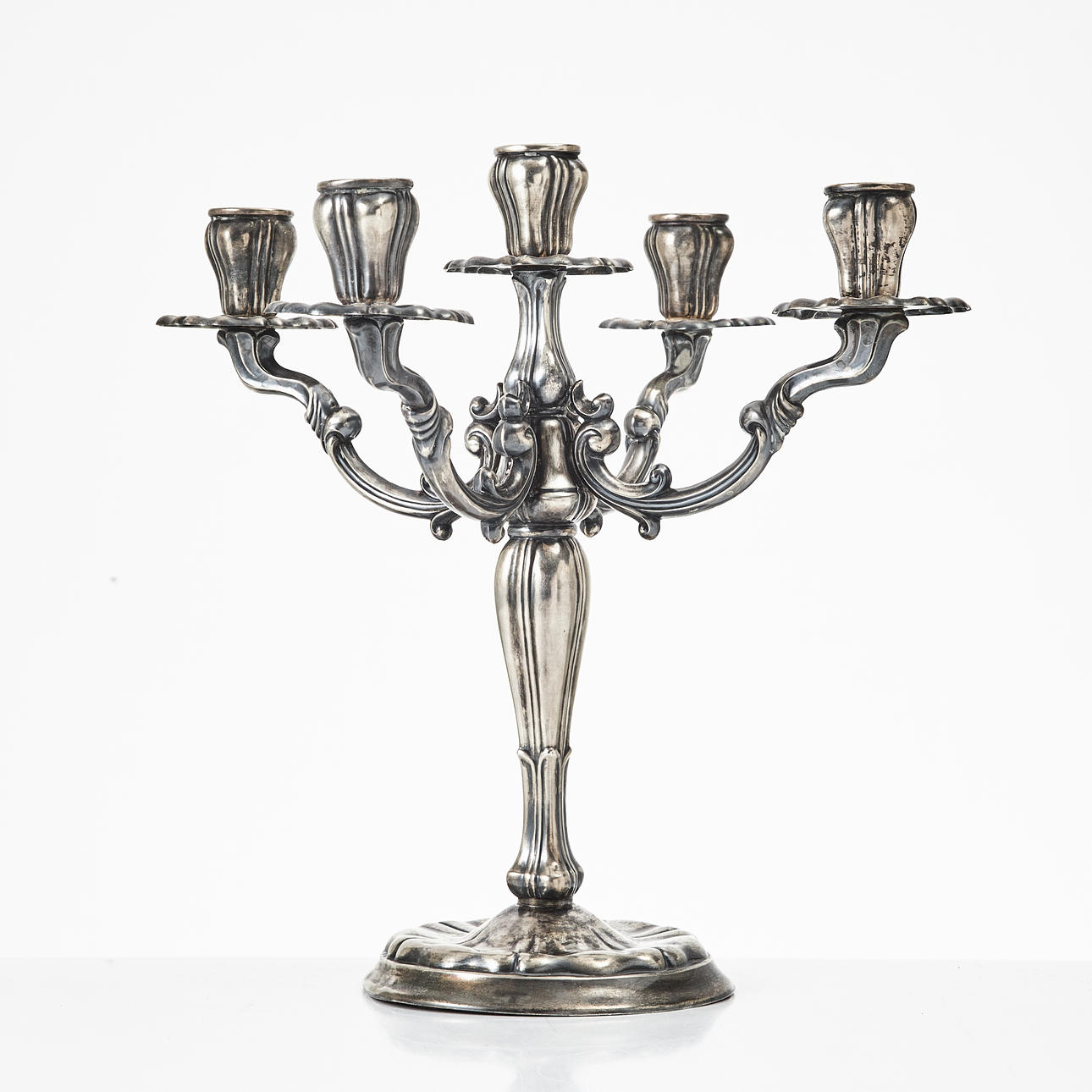 KANDELABER, silver, Spanien 1900-tal, för 5 ljus.